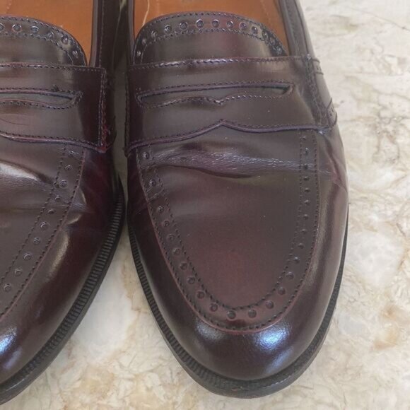 Vintage San Marino Classic Burgundy Leather Handmade Penny Loafers Size 8F - Picture 9 of 13